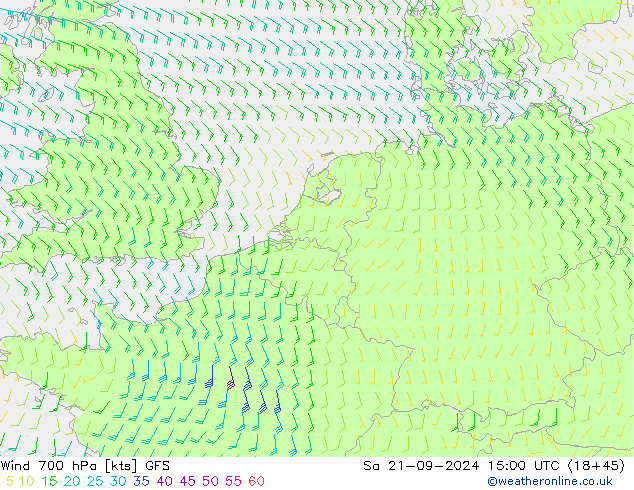 Wind 700 hPa GFS Sa 21.09.2024 15 UTC