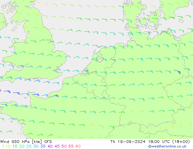 Wind 950 hPa GFS Do 19.09.2024 18 UTC