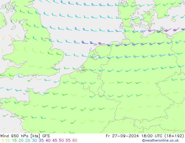 Wind 950 hPa GFS September 2024