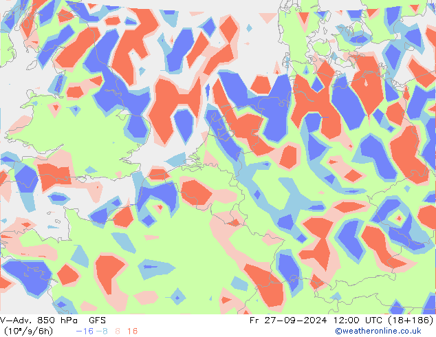 V-Adv. 850 hPa GFS vie 27.09.2024 12 UTC