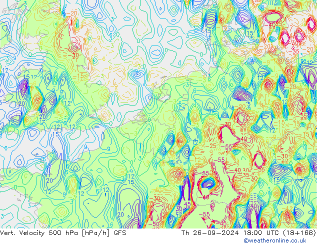 500 hPa Dikey Hız GFS Per 26.09.2024 18 UTC