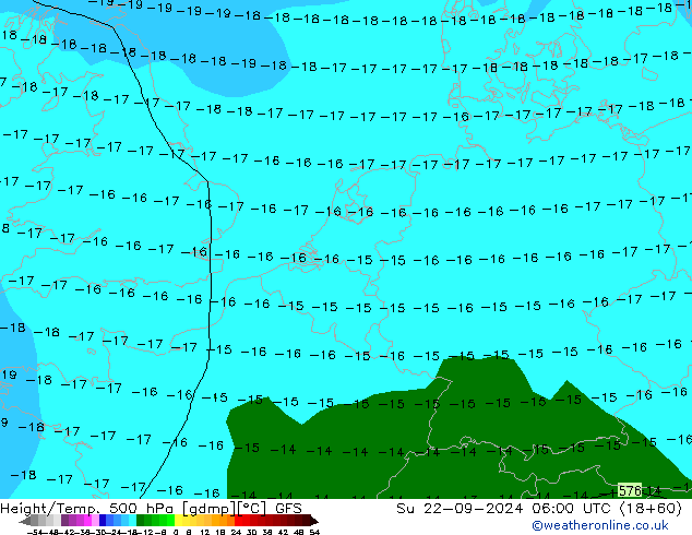 Z500/Rain (+SLP)/Z850 GFS dim 22.09.2024 06 UTC