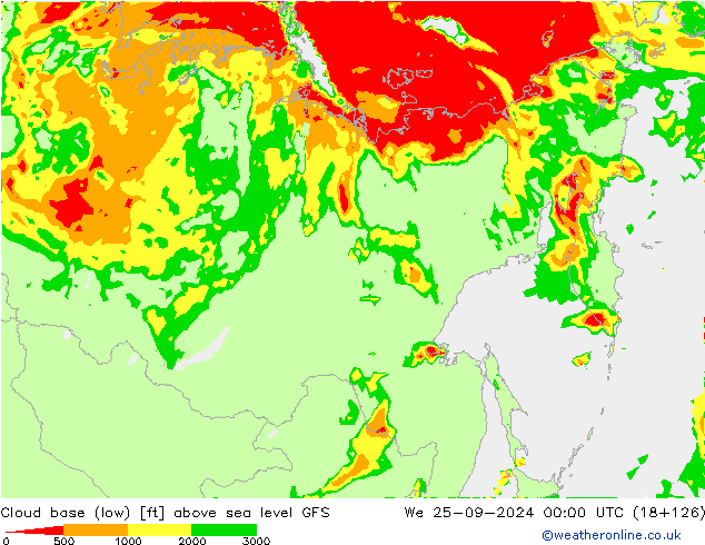 Cloud base (low) GFS  25.09.2024 00 UTC