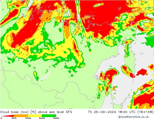 Cloud base (low) GFS Qui 26.09.2024 18 UTC