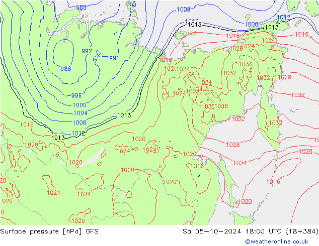 Bodendruck GFS Sa 05.10.2024 18 UTC