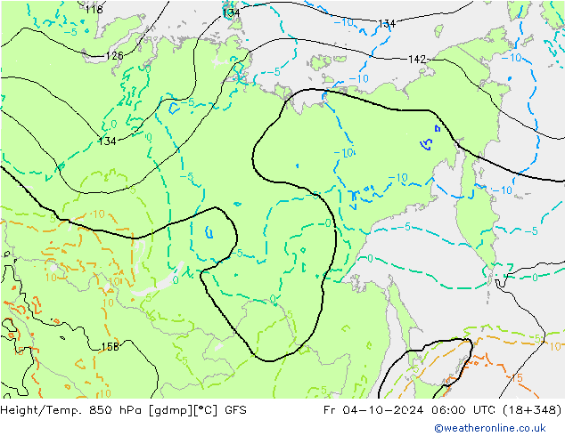 Height/Temp. 850 hPa GFS Pá 04.10.2024 06 UTC