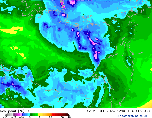 Taupunkt GFS Sa 21.09.2024 12 UTC