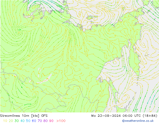 Streamlines 10m GFS Po 23.09.2024 06 UTC