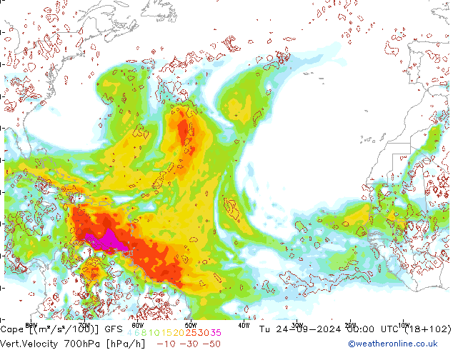 Cape GFS wto. 24.09.2024 00 UTC