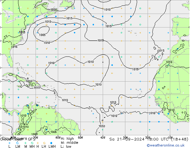 Cloud layer GFS sab 21.09.2024 18 UTC