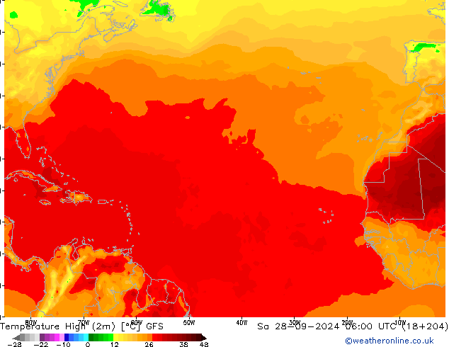 Temperature High (2m) GFS September 2024