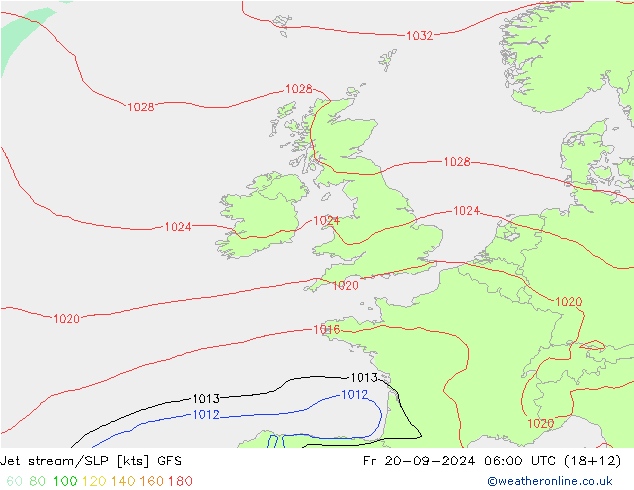 Jet stream/SLP GFS Pá 20.09.2024 06 UTC