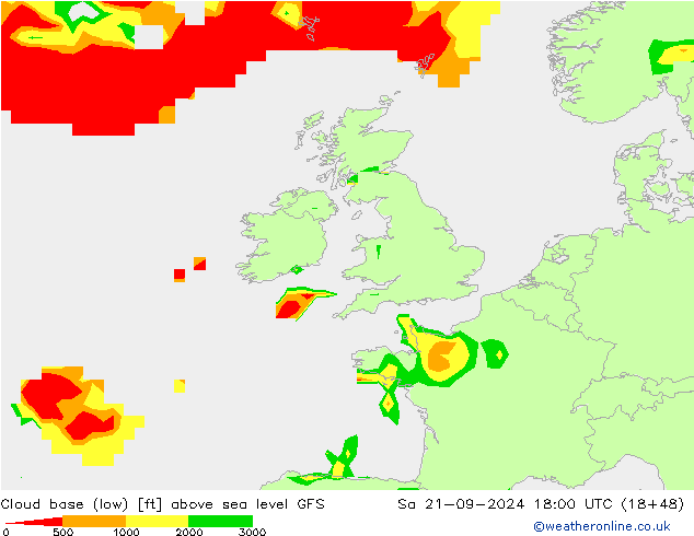 Cloud base (low) GFS so. 21.09.2024 18 UTC