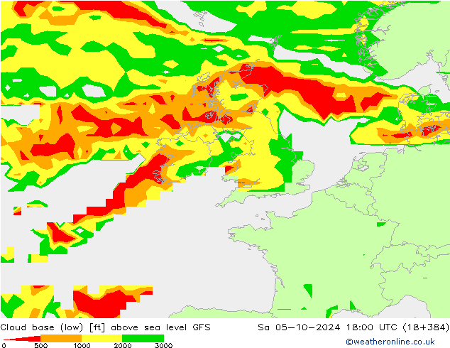 Alçak Bulut Alt Sınırı GFS Cts 05.10.2024 18 UTC