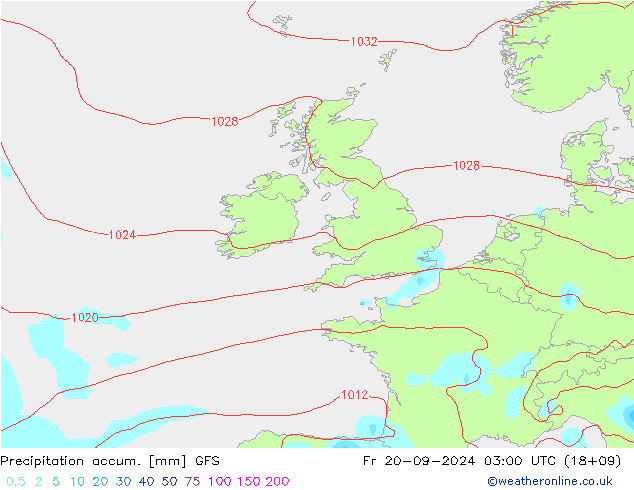 Precipitation accum. GFS Fr 20.09.2024 03 UTC