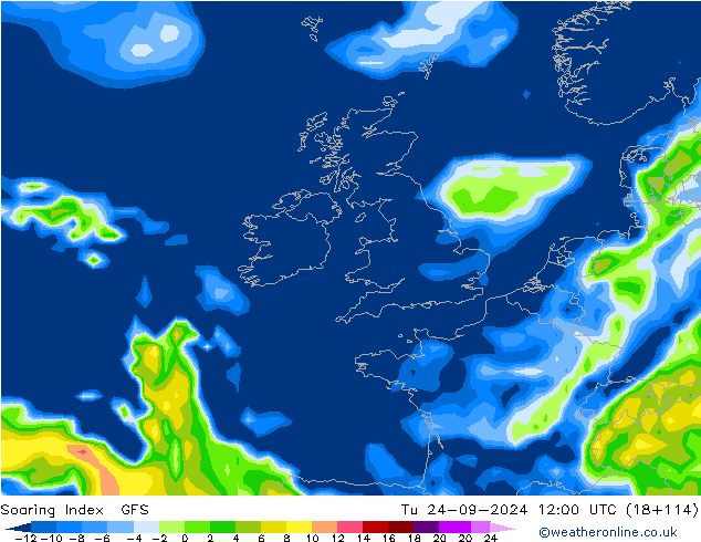 Soaring Index GFS wto. 24.09.2024 12 UTC