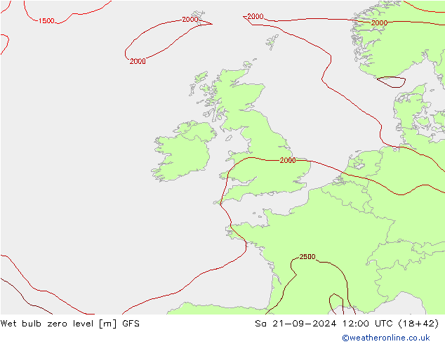 Wet bulb zero level GFS so. 21.09.2024 12 UTC