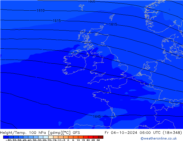 Height/Temp. 100 hPa GFS  04.10.2024 06 UTC