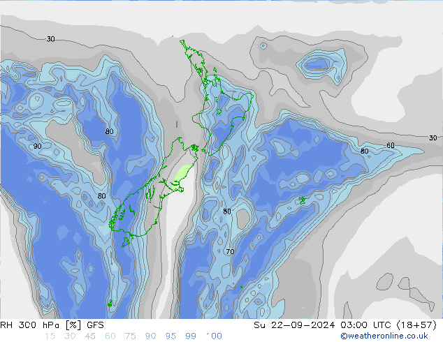 RH 300 hPa GFS  22.09.2024 03 UTC