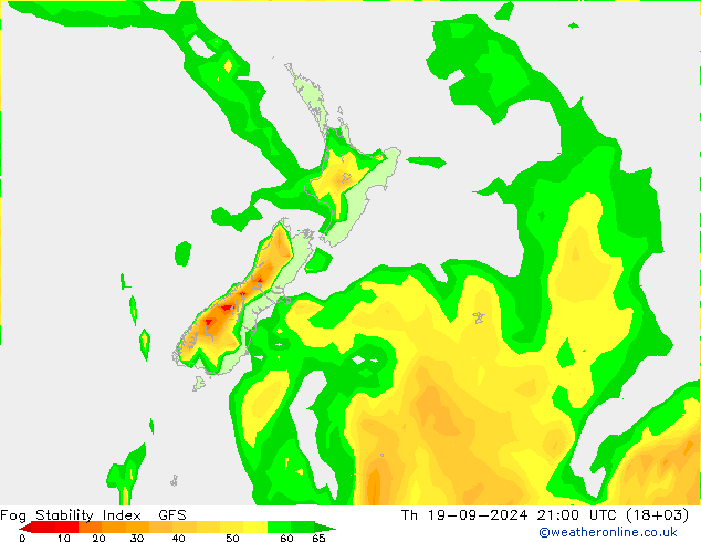 Fog Stability Index GFS чт 19.09.2024 21 UTC