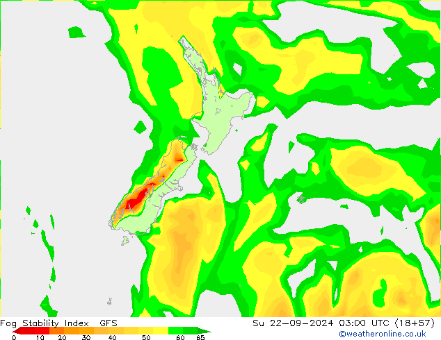 Fog Stability Index GFS  22.09.2024 03 UTC