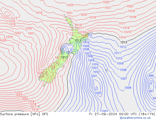 Bodendruck GFS Fr 27.09.2024 00 UTC