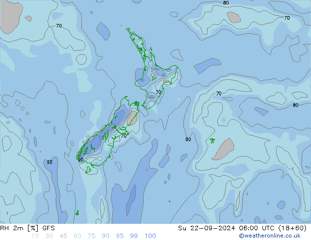 RH 2m GFS Su 22.09.2024 06 UTC