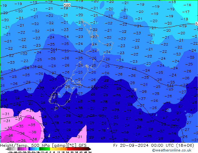 Z500/Rain (+SLP)/Z850 GFS Sex 20.09.2024 00 UTC