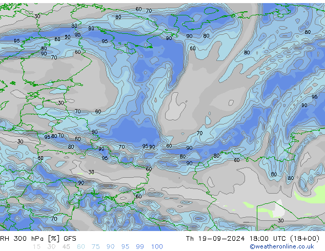 RH 300 hPa GFS Th 19.09.2024 18 UTC