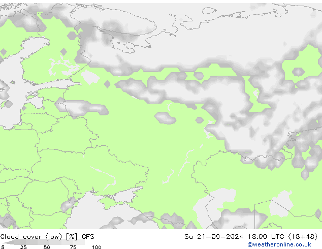 Bewolking (Laag) GFS za 21.09.2024 18 UTC