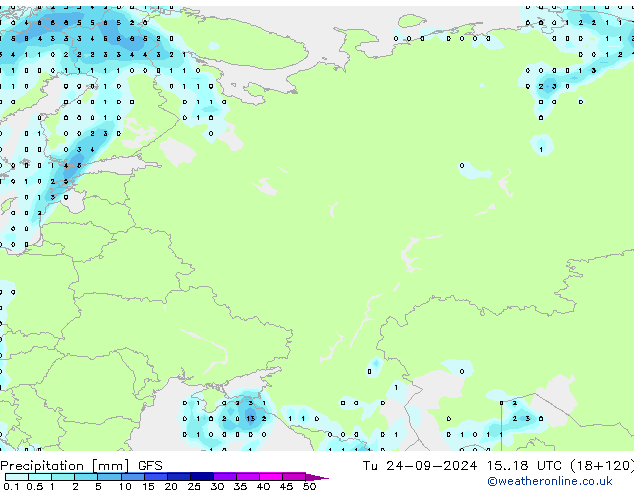 Precipitazione GFS mar 24.09.2024 18 UTC