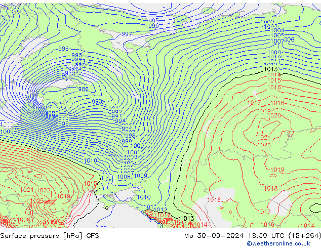 GFS: lun 30.09.2024 18 UTC