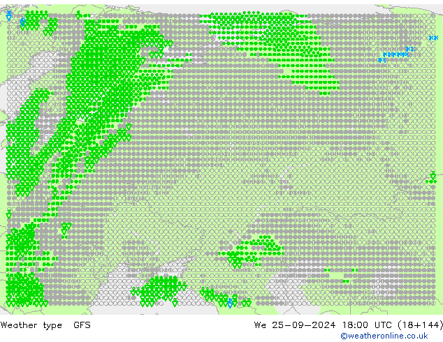 Tipo di precipitazione GFS mer 25.09.2024 18 UTC