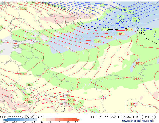 SLP tendency GFS Pá 20.09.2024 06 UTC