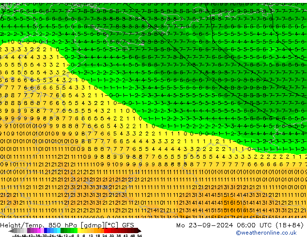 Z500/Rain (+SLP)/Z850 GFS pon. 23.09.2024 06 UTC