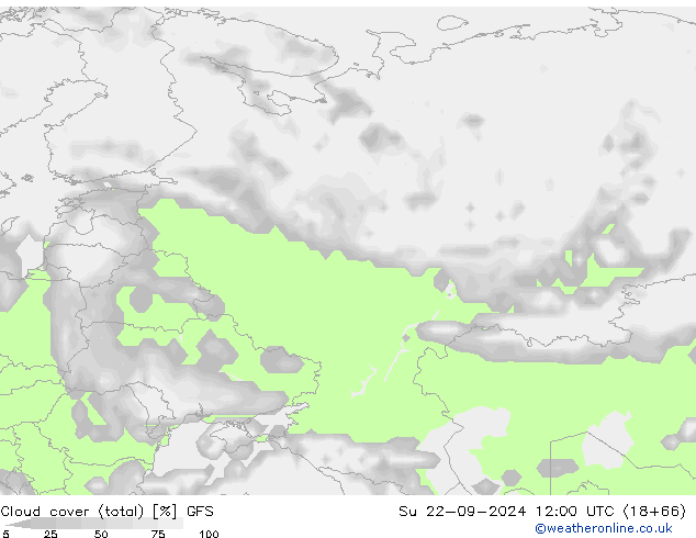 Cloud cover (total) GFS Ne 22.09.2024 12 UTC