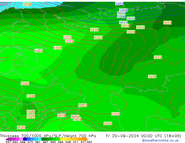 Thck 700-1000 hPa GFS pt. 20.09.2024 00 UTC