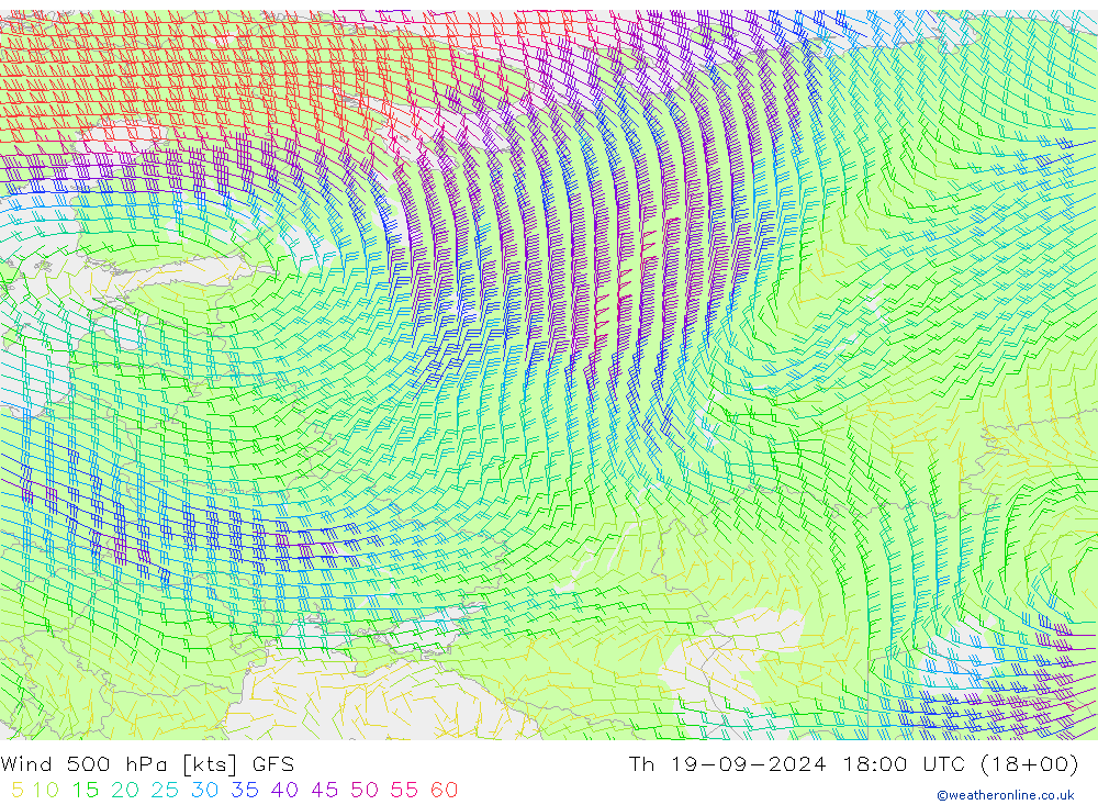 Rüzgar 500 hPa GFS Per 19.09.2024 18 UTC