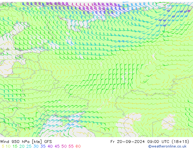 Vento 950 hPa GFS Sex 20.09.2024 09 UTC