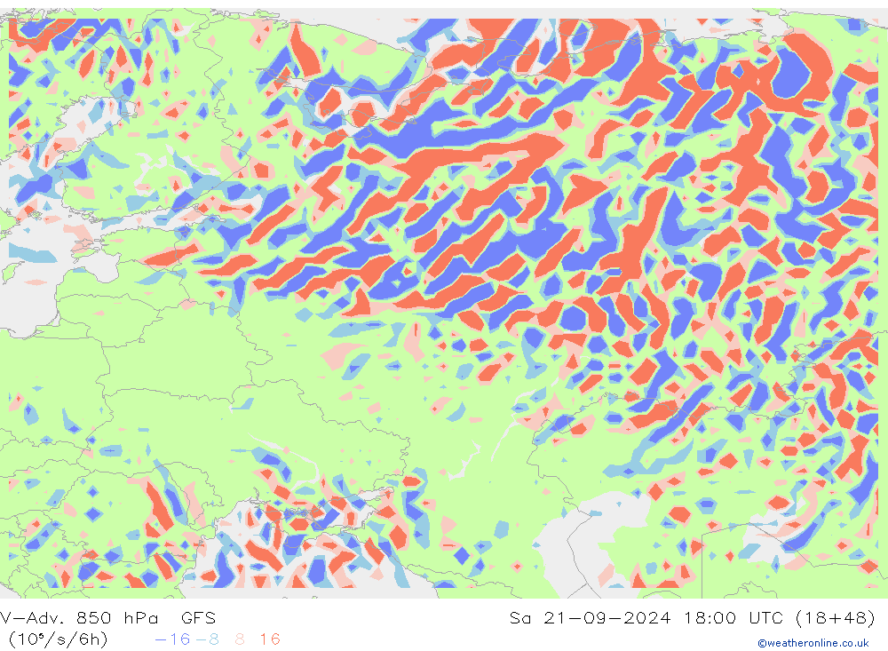 V-Adv. 850 hPa GFS za 21.09.2024 18 UTC