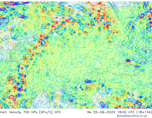 Vert. Velocity 700 hPa GFS mer 25.09.2024 18 UTC