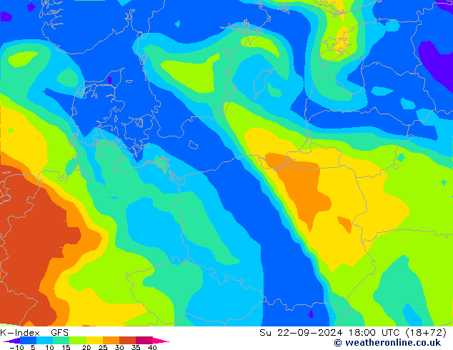 K-Index GFS zo 22.09.2024 18 UTC