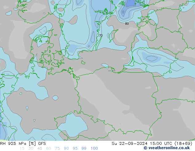 RH 925 hPa GFS nie. 22.09.2024 15 UTC