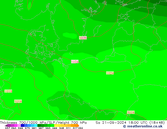 Thck 700-1000 hPa GFS Sáb 21.09.2024 18 UTC