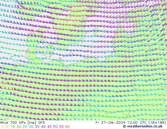 Wind 700 hPa GFS Fr 27.09.2024 12 UTC