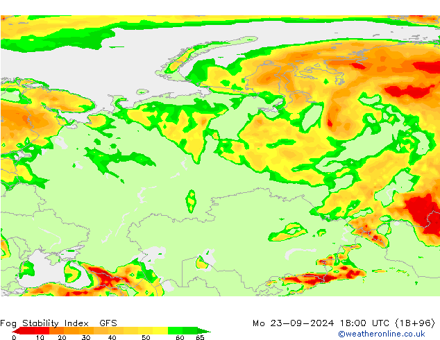 Fog Stability Index GFS Pzt 23.09.2024 18 UTC