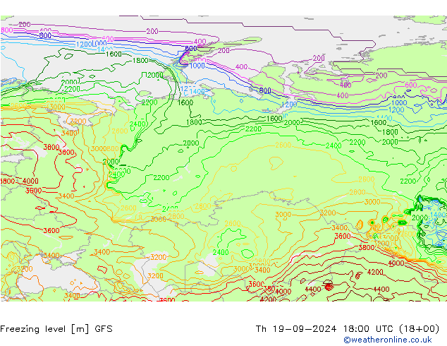 Freezing level GFS Th 19.09.2024 18 UTC