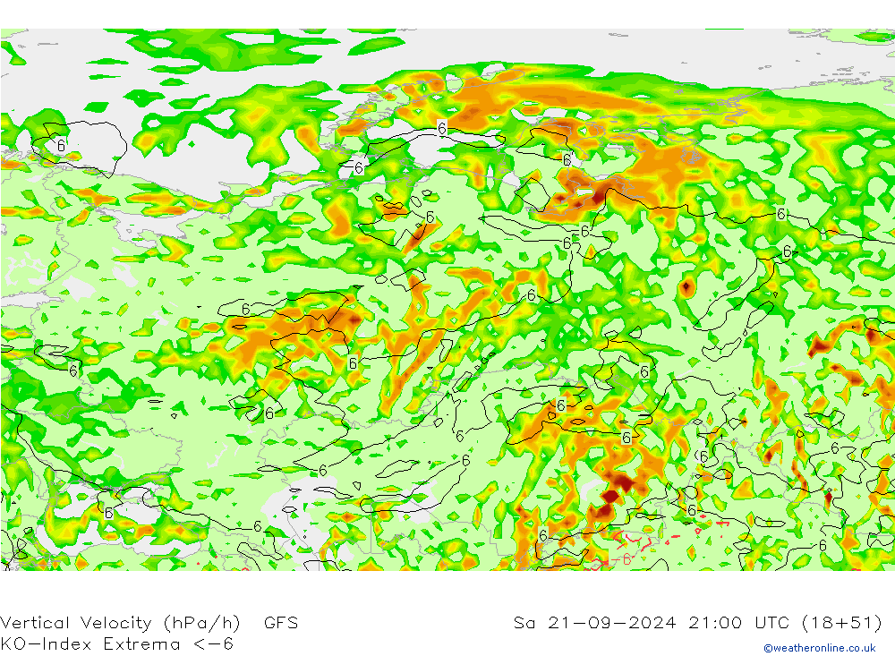 Convection-Index GFS sáb 21.09.2024 21 UTC