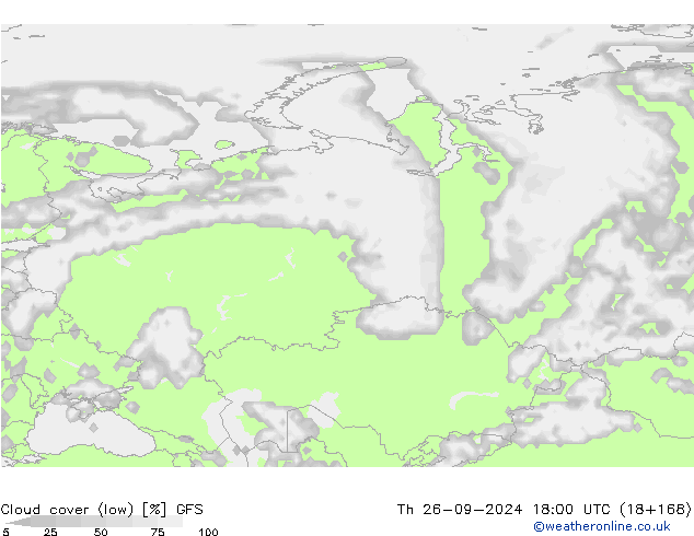 nízká oblaka GFS Čt 26.09.2024 18 UTC