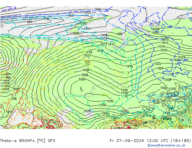 Theta-e 850hPa GFS septembre 2024